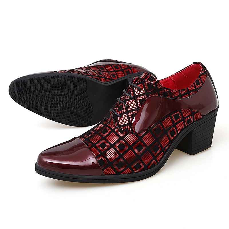 Giày da gót cao 6cm mũi nhọn thời trang lịch lãm cho nam