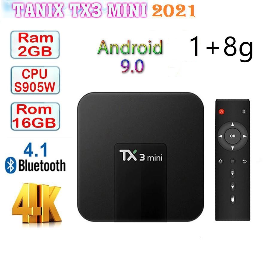 Hộp giải mã mạng phiên bản 2021 TX3 Mini TV Box 1GB + 8GB / Android TV 9.0, Wifi AC, Bluetooth 4.1 / TX3 Mini TV BOX