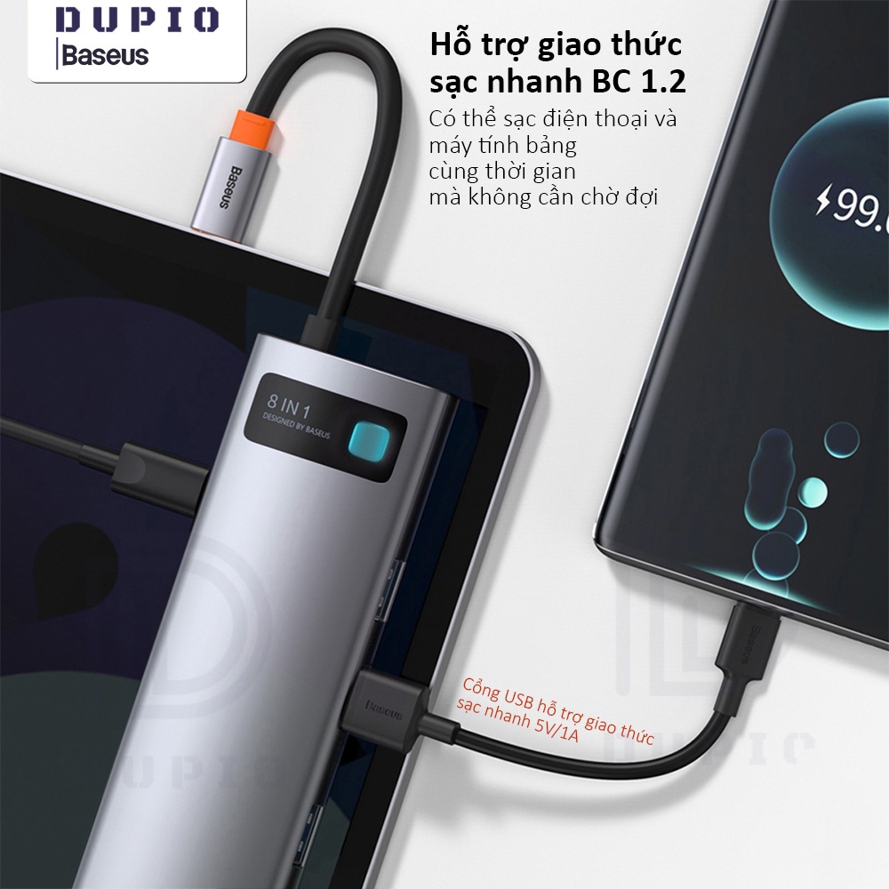 Hub chia cổng DUPIO Baseus cổng type-c sang hdmi usb 3.0 dành cho macbook pro air surface pro 7 HUB01