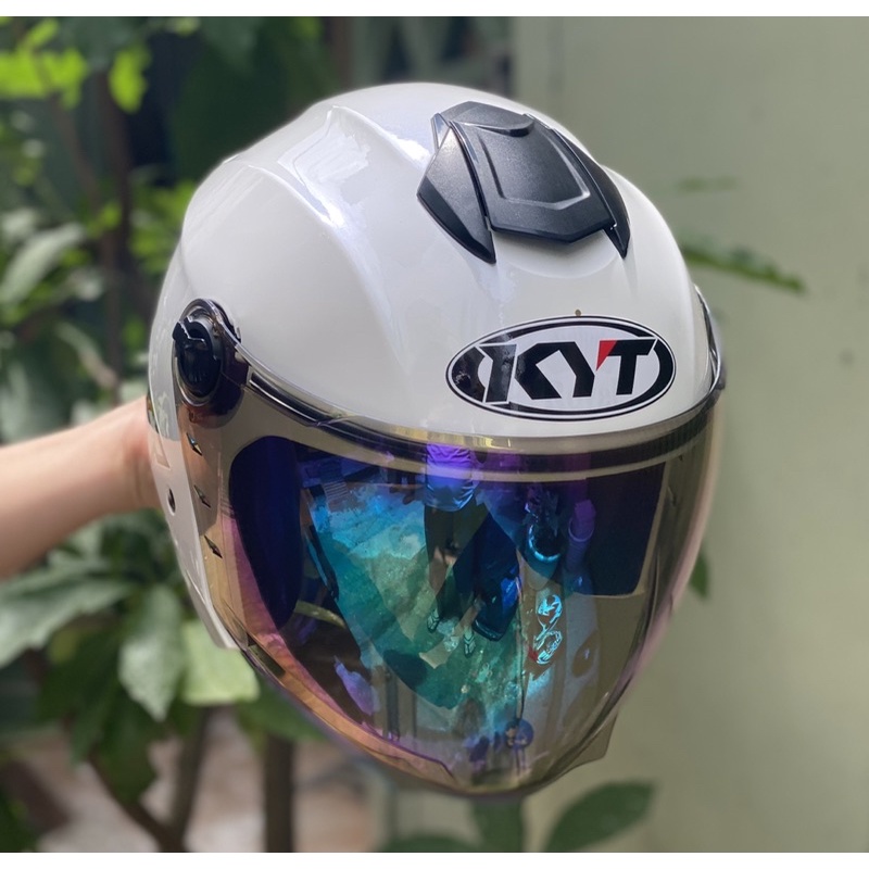 MŨ BẢO Hiểm 3/4 2 KÍNH XH02 TRẮNG BÓNG CỰC ĐẸP, LÊN LOGO KYT VÀ BH 12 tháng