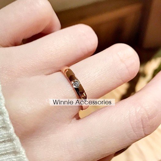 Nhẫn nữ titan diamond vàng hồng