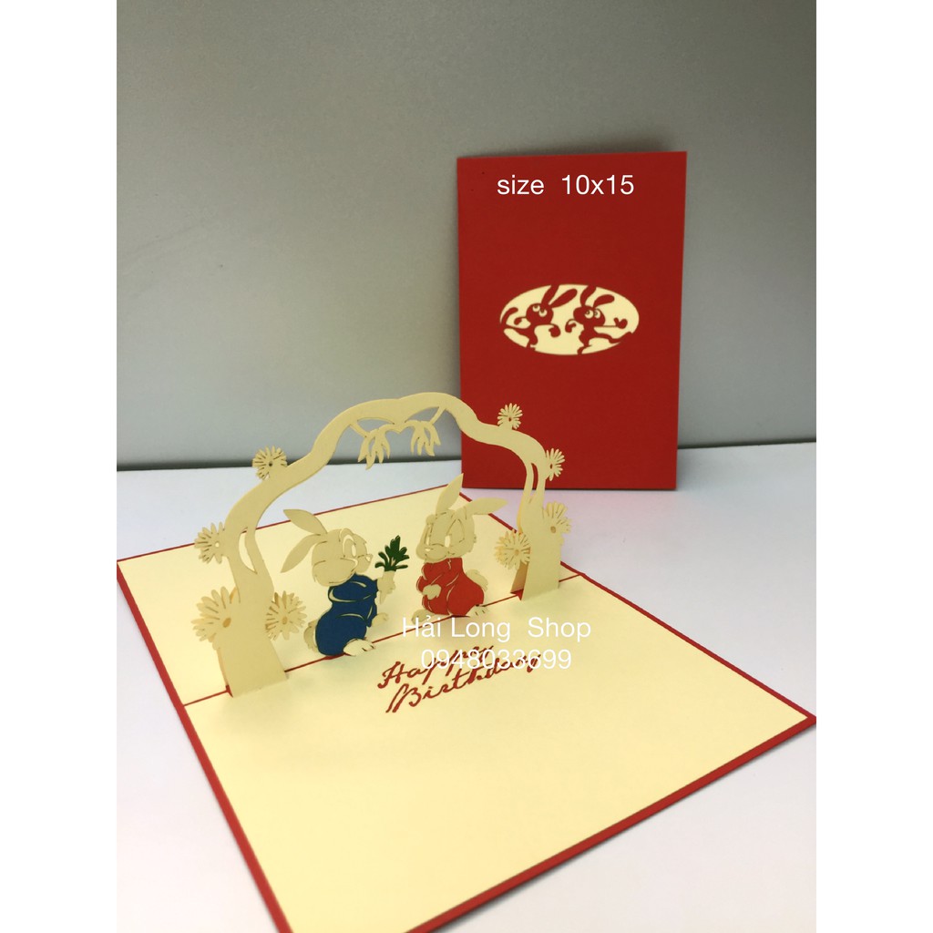 Thỏ Tặng Hoa ( Rabbit ) - Sinh Nhật - Birthday - Thiệp 3D | BigBuy360 - bigbuy360.vn
