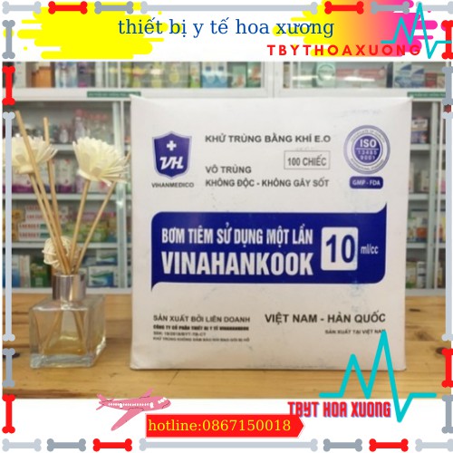 BƠM TIÊM VINAHANKOOK 10ML CC HỘP 100 CHIẾC[thietbiytehoaxuong]