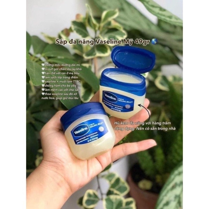 Sáp bôi dưỡng ẩm 😍 VASELINE, hũ 49g, giảm khô, bong da hiệu quả 100%,