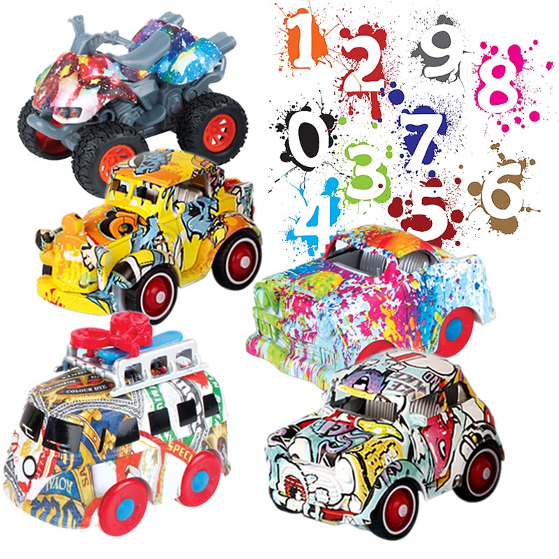 Đồ chơi trẻ em cậu bé quán tính graffiti xe buýt hợp kim mô hình xe cảnh sát