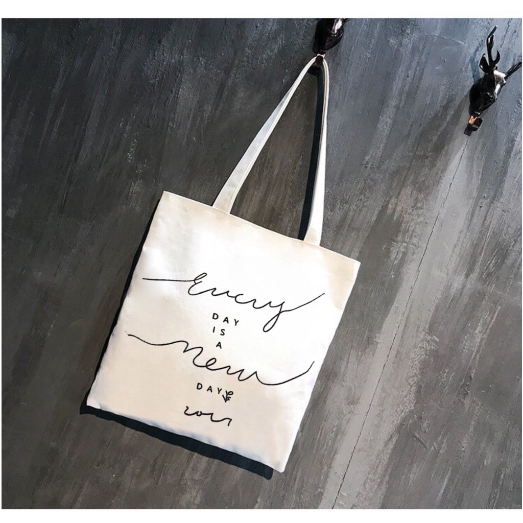 Túi tote HAZIN vải canvas mềm dày dặn có khoá miệng nhiều mẫu xinh đựng vừa khổ A4 HZA44