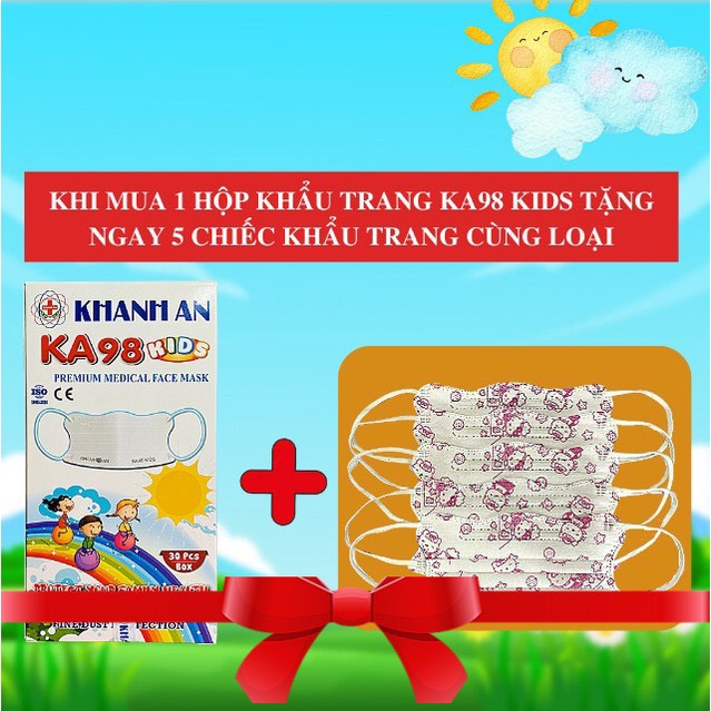 Khẩu trang y tế con cua KA98 KIDS trẻ em 4 lớp Khánh An cho hoc sinh tiểu học ngăn vi khuẩn khói bụi chống nắng