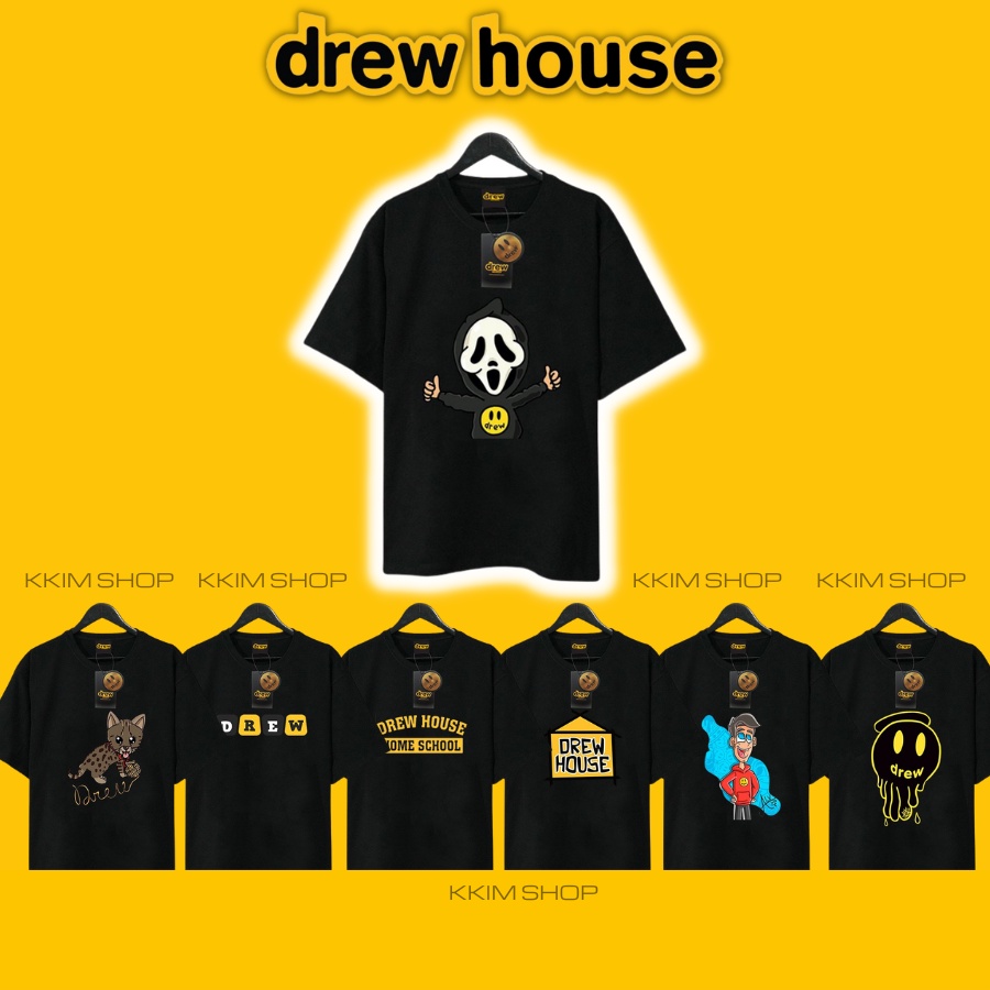 Áo thun tay lỡ DREW HOUSE, Áo phông Unisex Form rộng oversize, chất liệt cotton KKIMSHOP