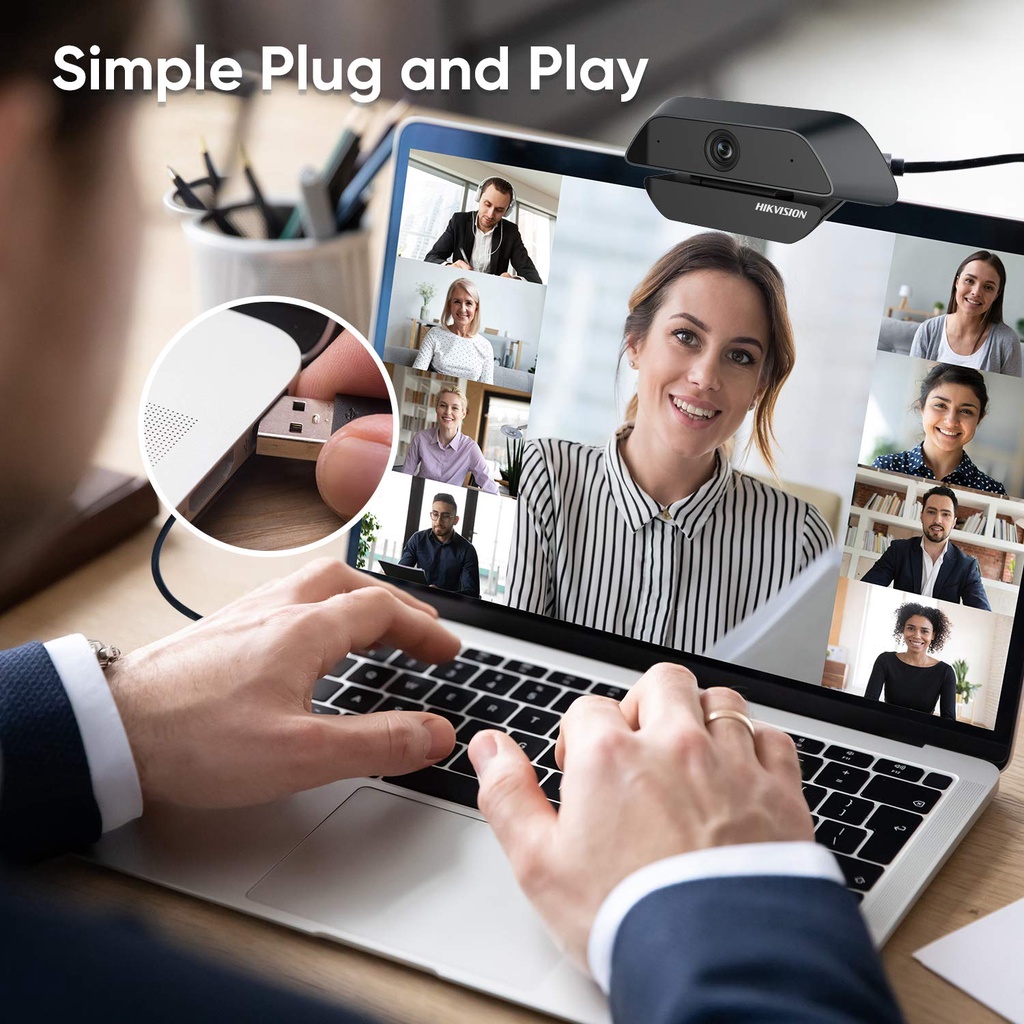 Webcam học trực tuyến Hikvision DS U12 1080P cắm cổng usb hỗ trợ mic cho hình ảnh cực nét