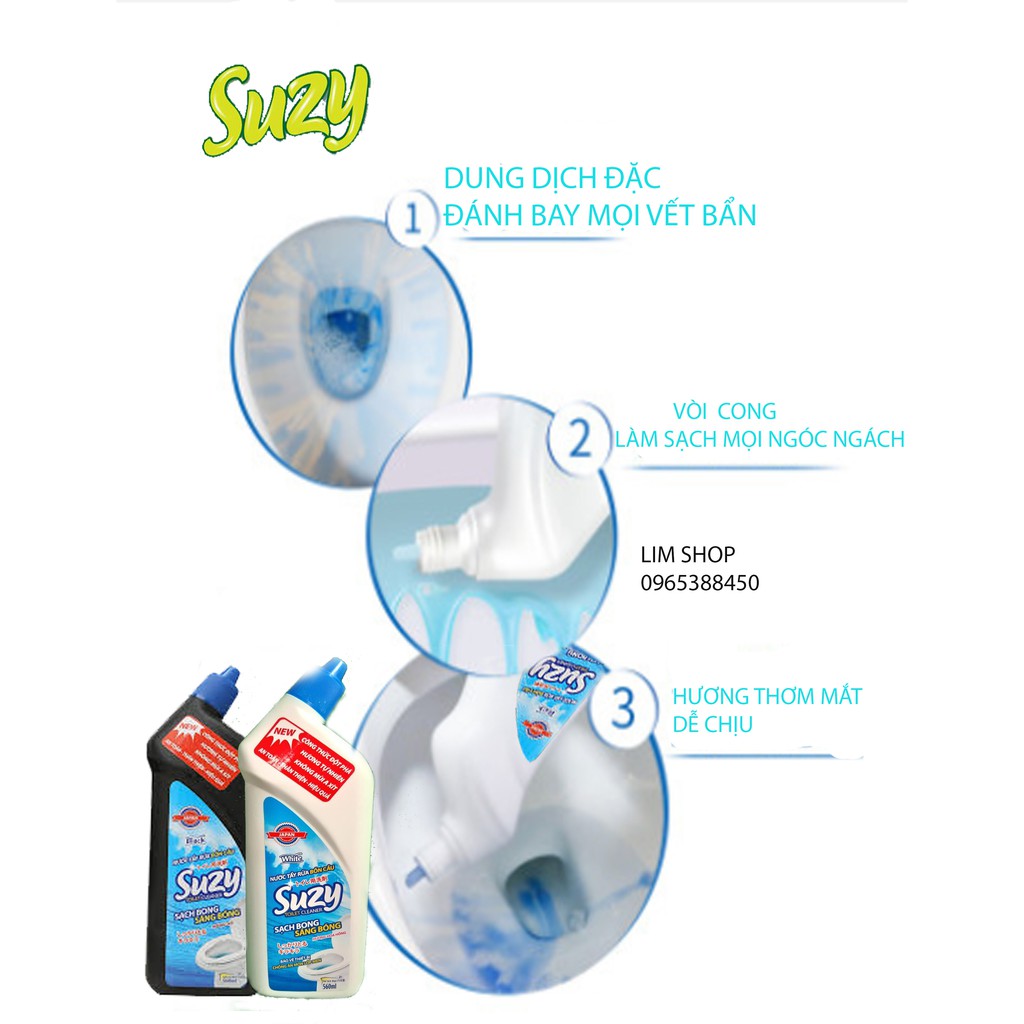 Nước tẩy rửa bồn cầu, nhà tắm Cao Cấp Suzy Nhật Bản 560ml - thành phần Hữu Cơ, không mùi axit