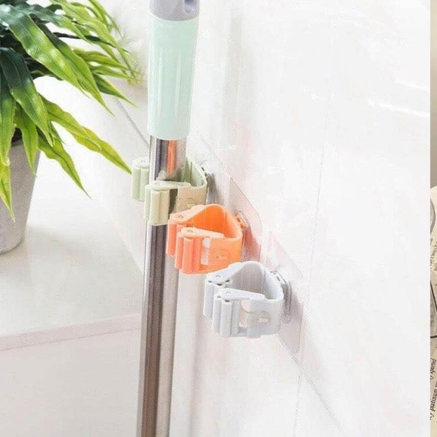 Móc kẹp chổi dán tường siêu chắc tiện dụng, Móc treo đồ nhà tắm và nhà bếp hiện đại nhỏ gọn đa năng