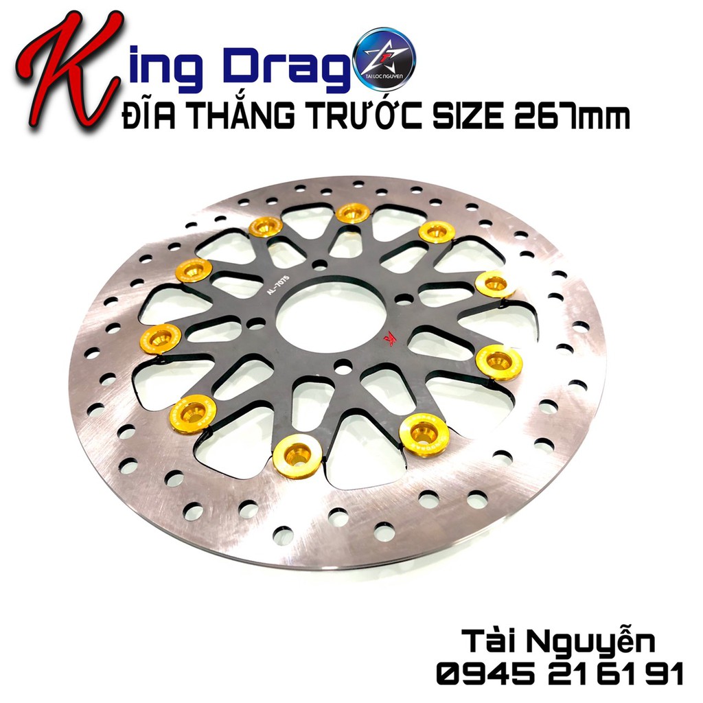 ĐĨA THẮNG TRƯỚC KING DRAG 267mm LÒNG NHÔM CNC