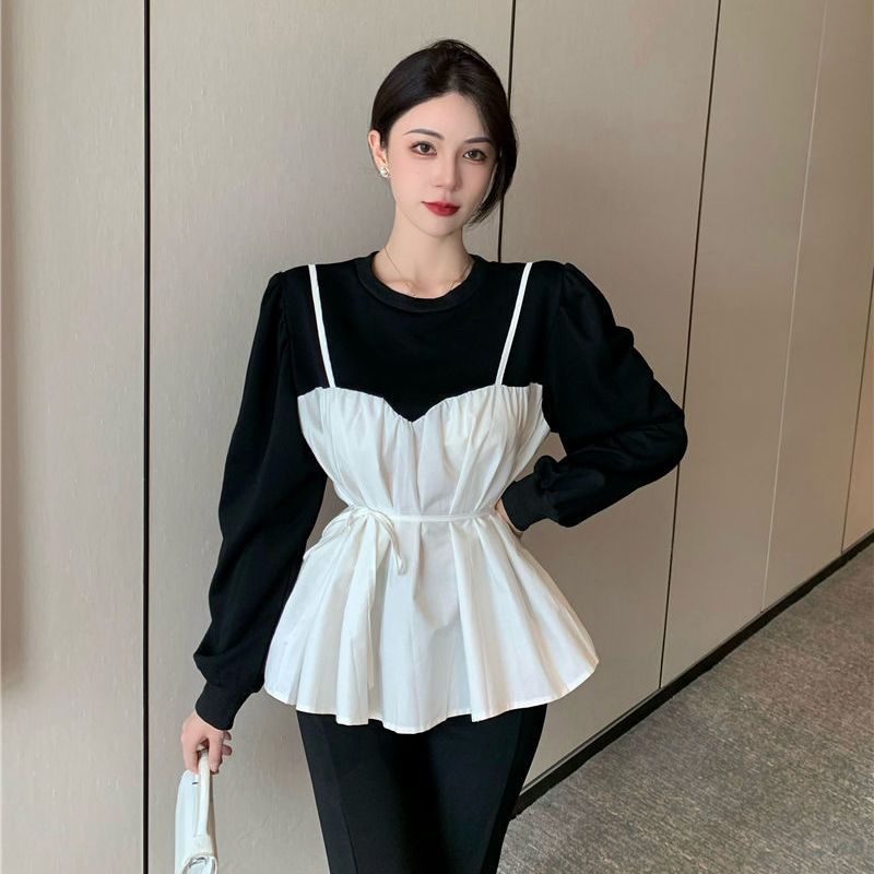 COZOK Áo Sơ Mi Tay Dài Dáng Ôm Phối Dây Thắt Cá Tính Trẻ Trung Hợp Thời Trang