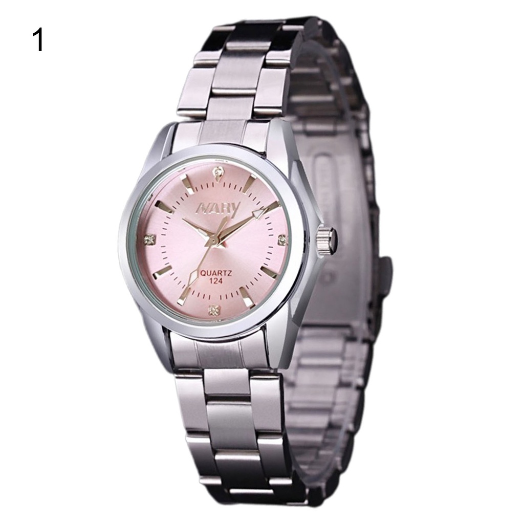 Đồng Hồ Quartz Ts-NARY Mặt Tròn Đính Đá Chất Liệu Thép Không Gỉ