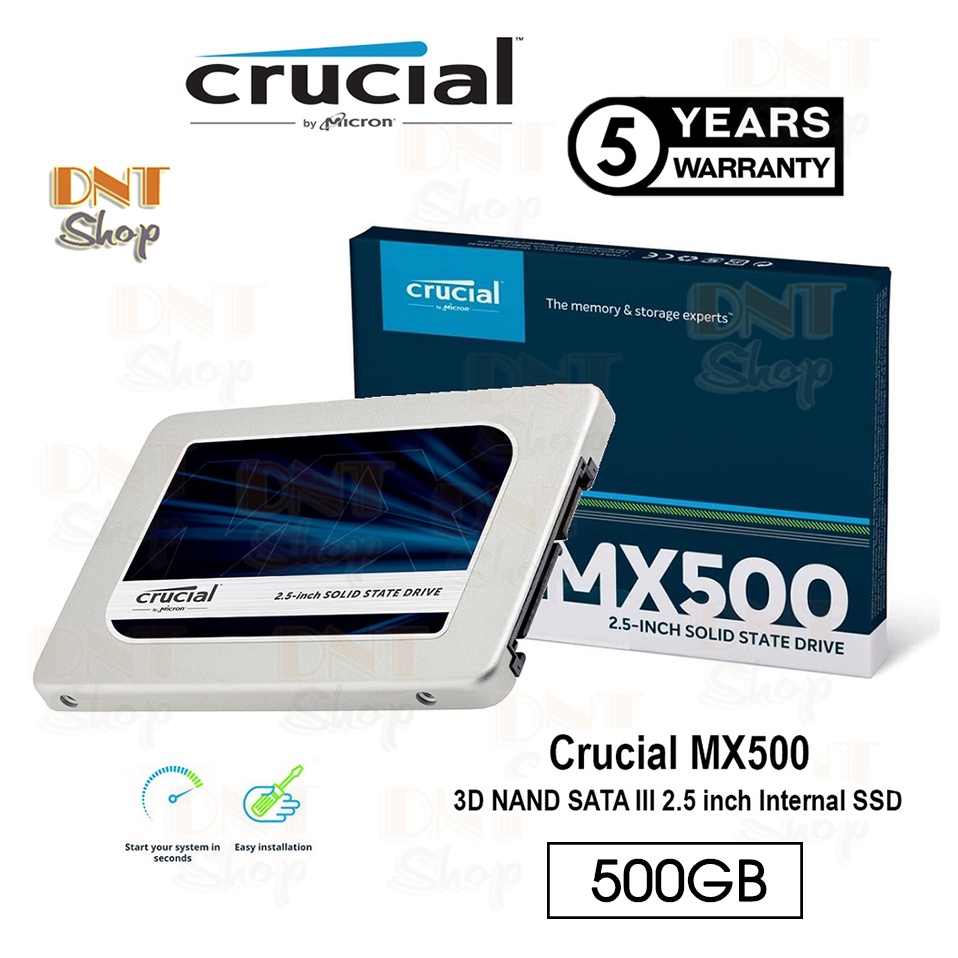 Ổ cứng SSD Crucial MX500 3D NAND SATA III 2.5 inch 500GB - BH 5 Năm 1 Đổi 1