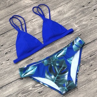 Bikini tam giác phối lá nhiều màu