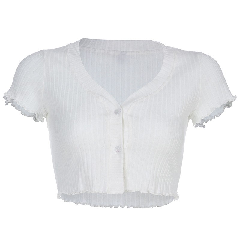 DUNEA Áo thun lửng ngắn tay trễ vai phong cách quyến rũ dành cho nữ