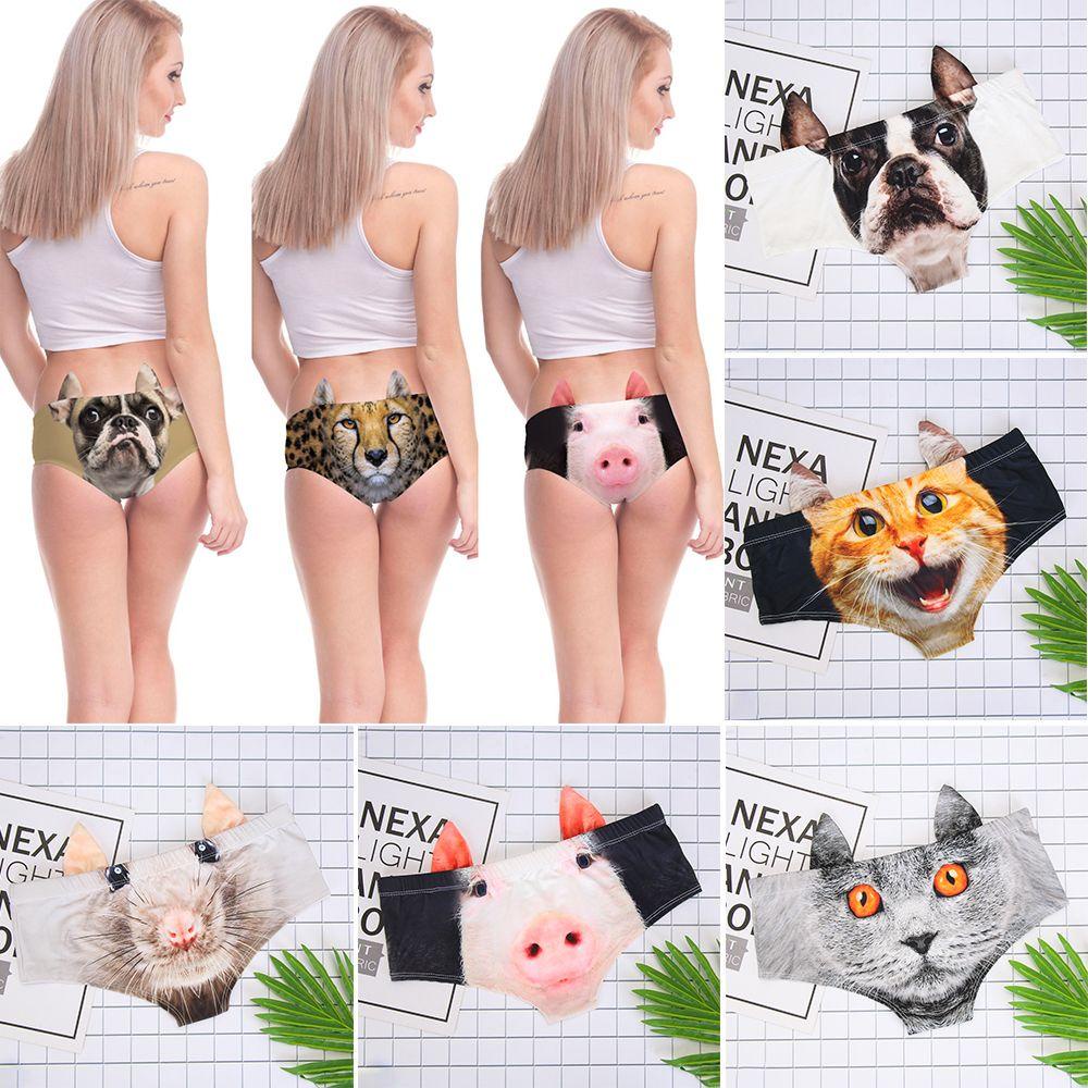 Quần Lót In Họa Tiết Chó / Mèo / Heo 3D Quyến Rũ Thời Trang Cho Nữ