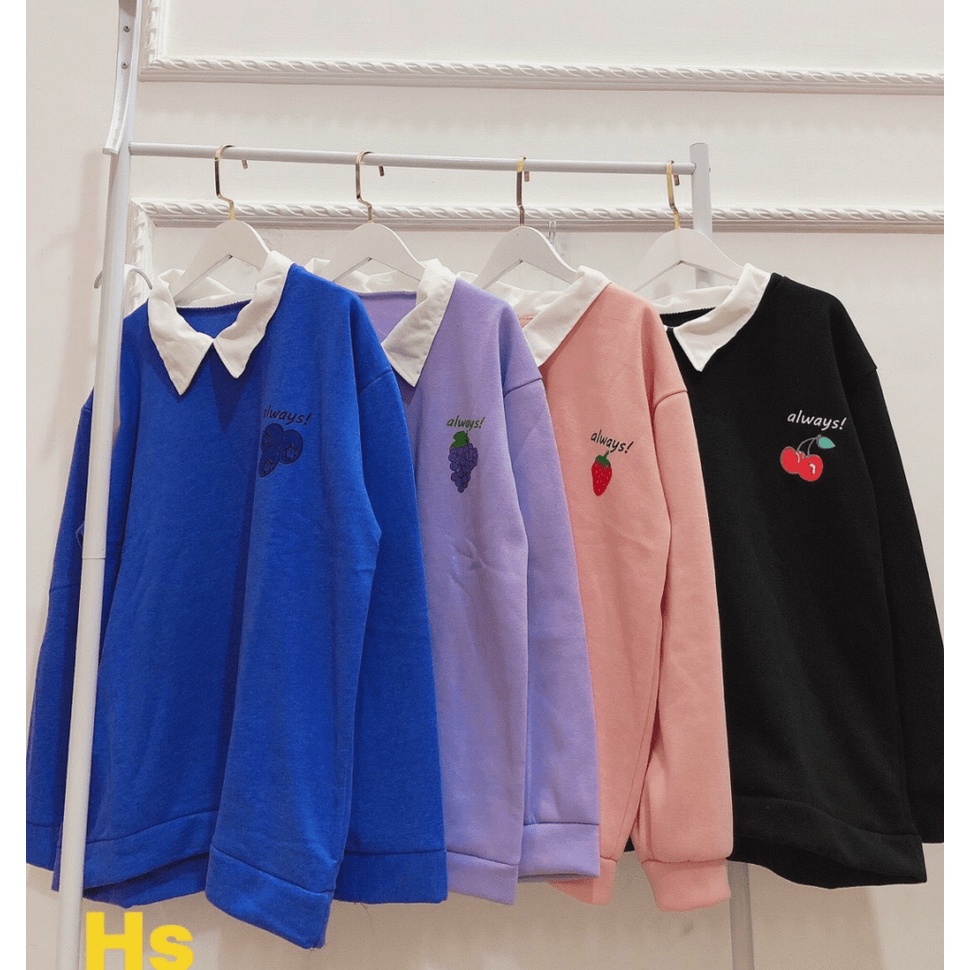 Áo Hoodie Nữ phong cách thu đông cá tính chất nỉ trần bông hình quả cổ lọ mặc đi học siêu xinh siêu cute TP [NewUnisex]