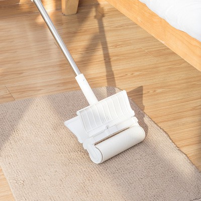 Cây lăn bụi, vệ sinh nhà cửa, thảm trải sàn cán dài có thể tháo lắp dễ dàng màu trắng