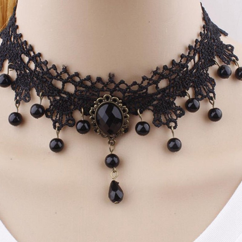 Vòng Cổ Choker Đính Hạt Giả Ngọc Trai Nhã Nhặn