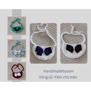 Sản phẩm: Yếm chó mèo - Yếm nơ len nhung Chenille siêu mềm mại