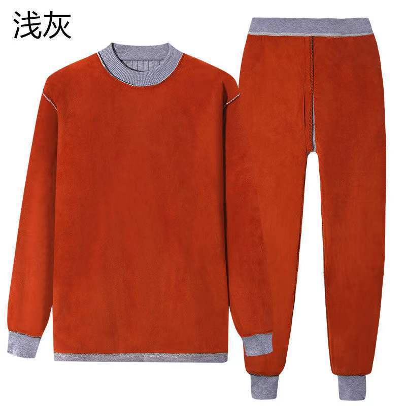 Bộ Quần Áo Lót Giữ Nhiệt Giữ Ấm Lưng Cao Dáng Rộng Bằng Vải Cotton Lót Nhung Dày Dặn Thời Trang Thu Đông Cho Đàn Ông Trung Niên