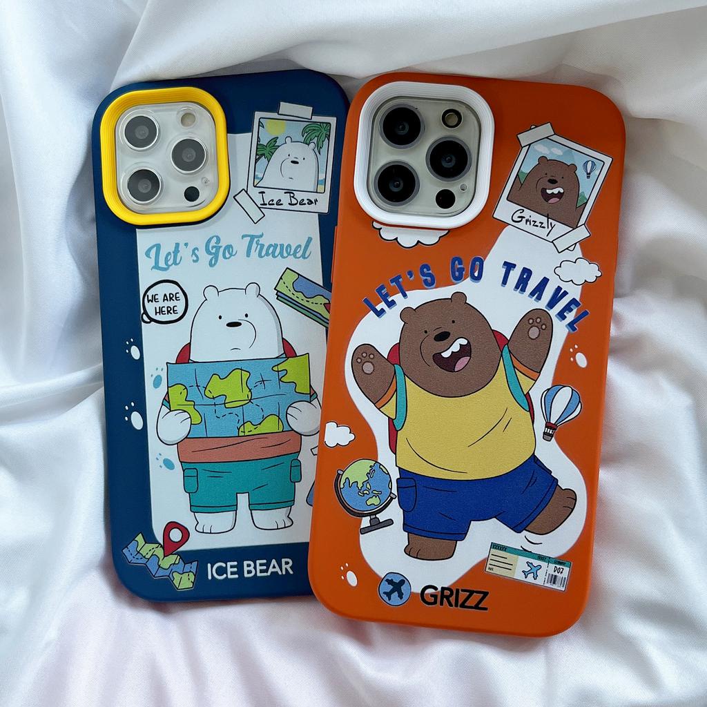 Ốp Điện Thoại Hình Gấu 3 Trong 1 Cho For IPhone 13 12 11 7Plus X Xs Max XR