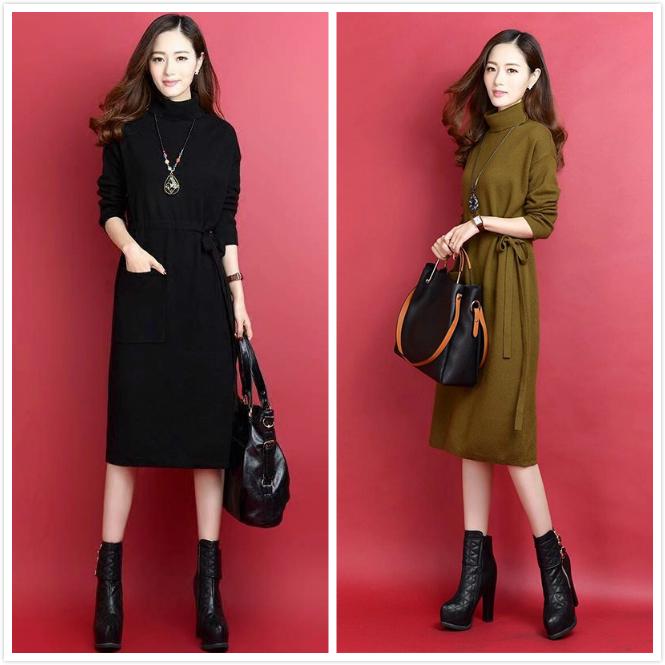 Đầm Midi tay dài thiết kế dáng rộng có size lớn thời trang cho nữ