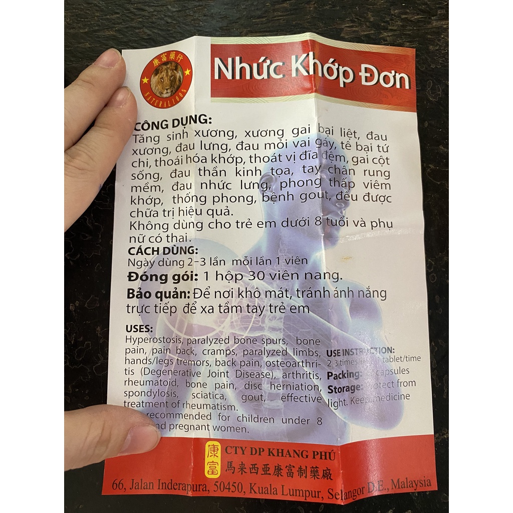 Viên Uống Nhức Khớp Đơn - Hỗ Trợ Giảm Đau Nhức Xương Khớp, Viêm Thoái Hóa