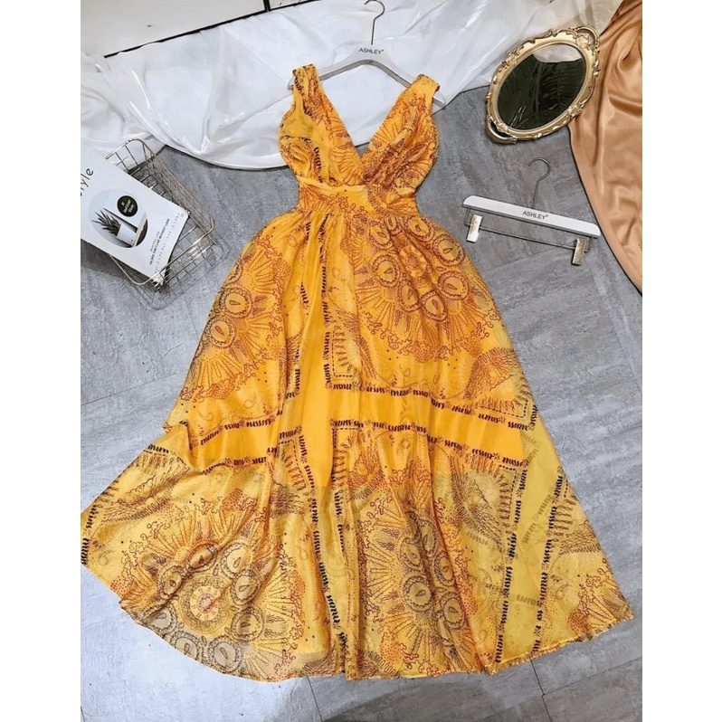 XẢ LỖ ĐẦM MAXI VOAN ĐI BIỂN THẢ DÁNG TIÊN CẢNH SIÊU HOT PU