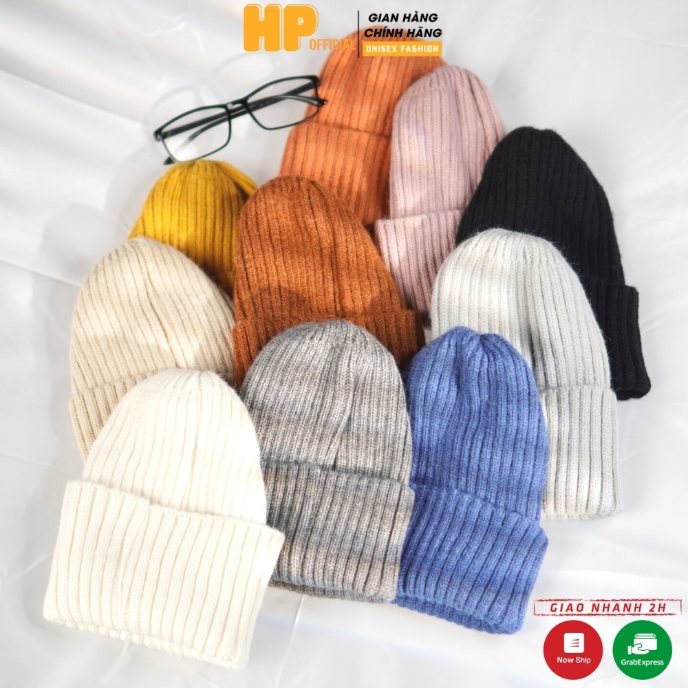 Mũ len dệt kim beanie form dài phong cách Hàn Quốc thời trang unisex thu đông giữ ấm cho nam nữ - Happy Style