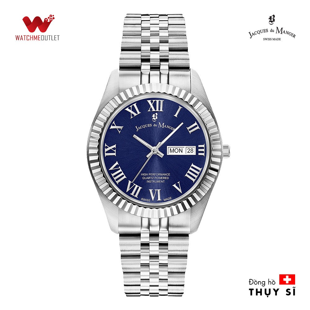 [Mã LT150 giảm 150k đơn 699k] Đồng hồ Nam Jacques du Manoir dây thép không gỉ 40mm - JWG00402