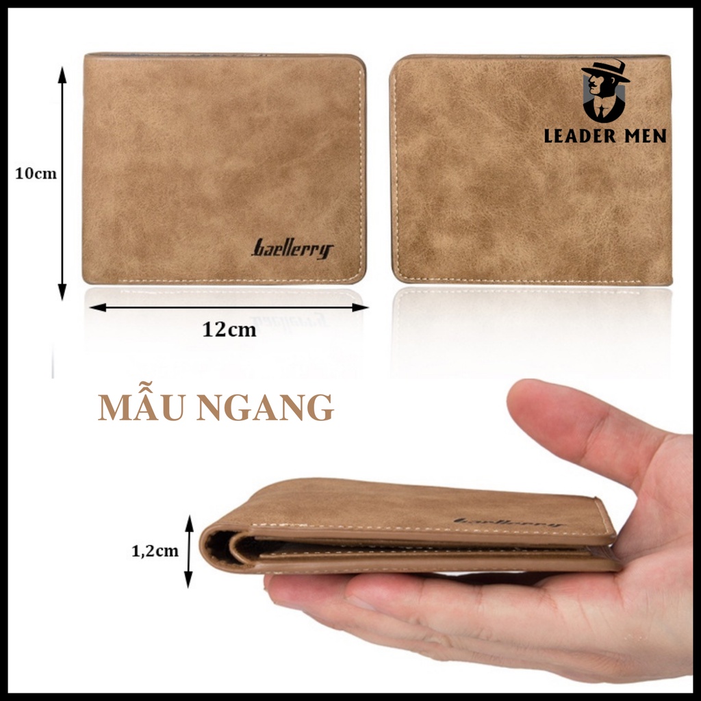 Ví Nam Baellerry Mini Da Pu Cao Cấp, Bóp Da Nam Thời Trang Hàn Quốc đựng tiền, giấy tờ, thẻ...Tiện Lợi - LeaderMen