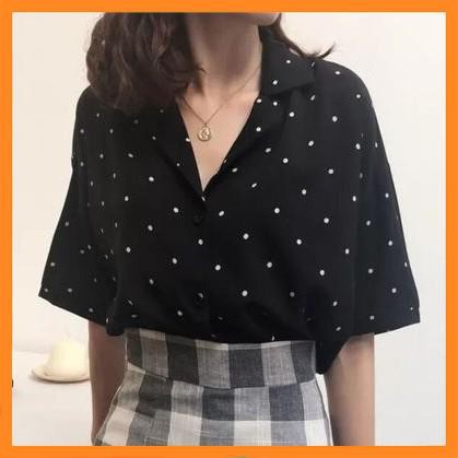 Sơ mi nữ cổ vest  chấm bi  [TTBK]