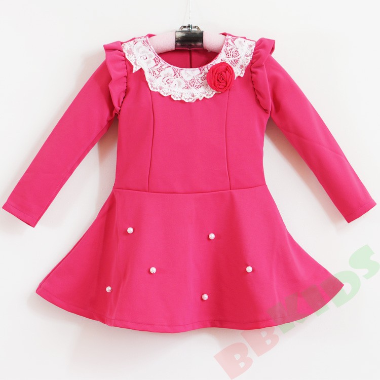 Đầm thun công chúa tay dài kết hột cho bé gái