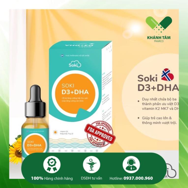 [Mẫu mới] Vitamin D3 Soki D3 - Bổ sung dha , bổ sung D3