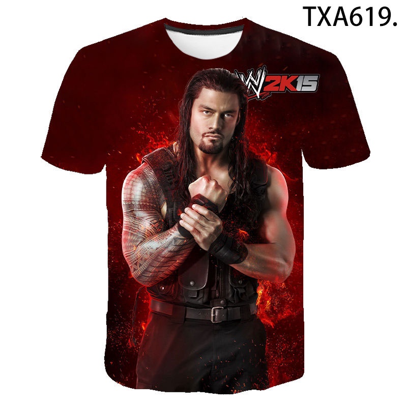 Áo Thun Tay Ngắn In Hình WWE 3D Vui Nhộn Thời Trang Mùa Hè Cho Nam Và Nữ