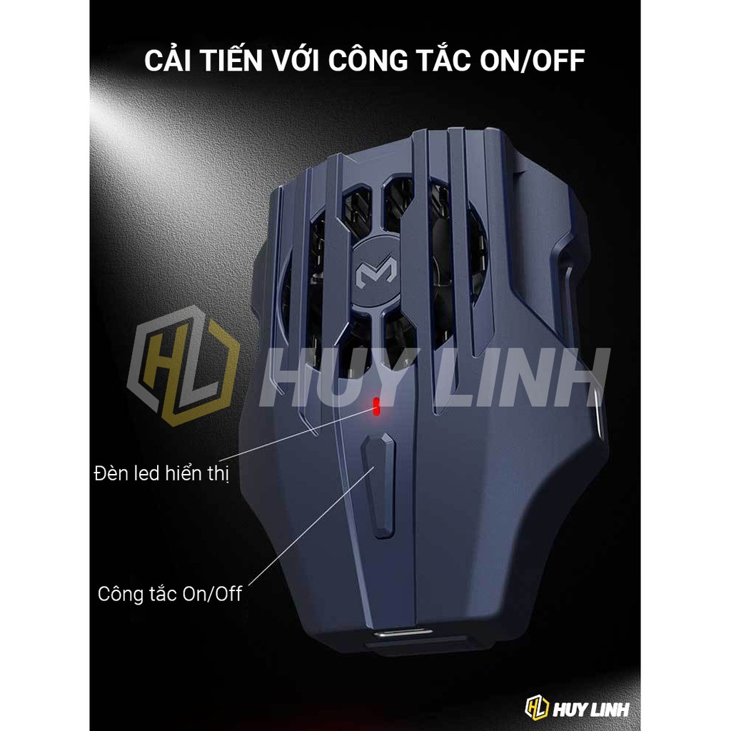 Quạt tản nhiệt gaming cho điện thoại Memo DL02 có nút ON/OFF - Tặng kèm găng tay cảm ứng