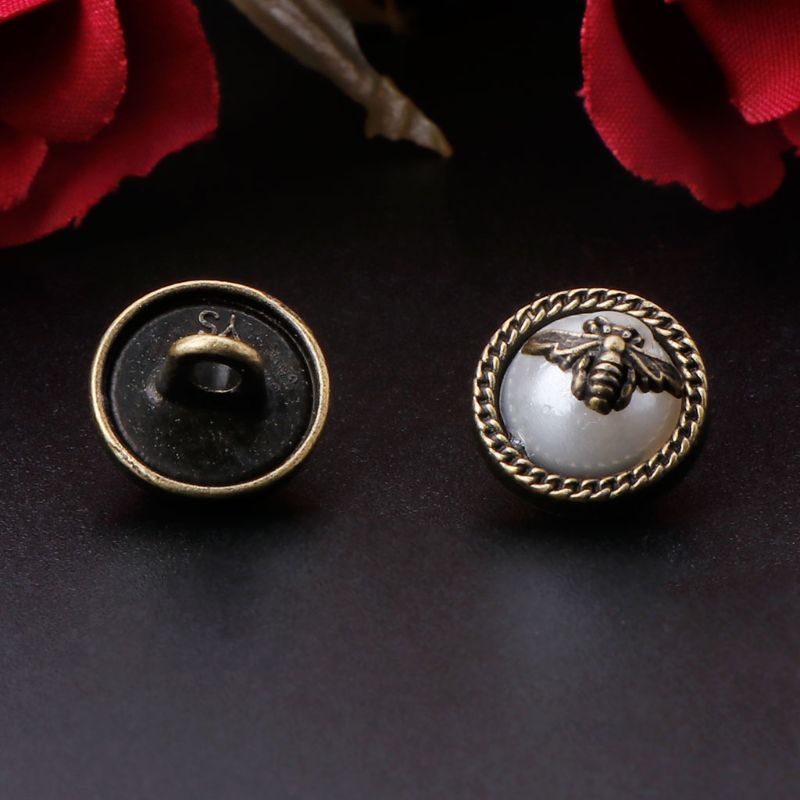 10 Nút Áo Khoác Hình Con Ong Đính Ngọc Trai Giả 10mm