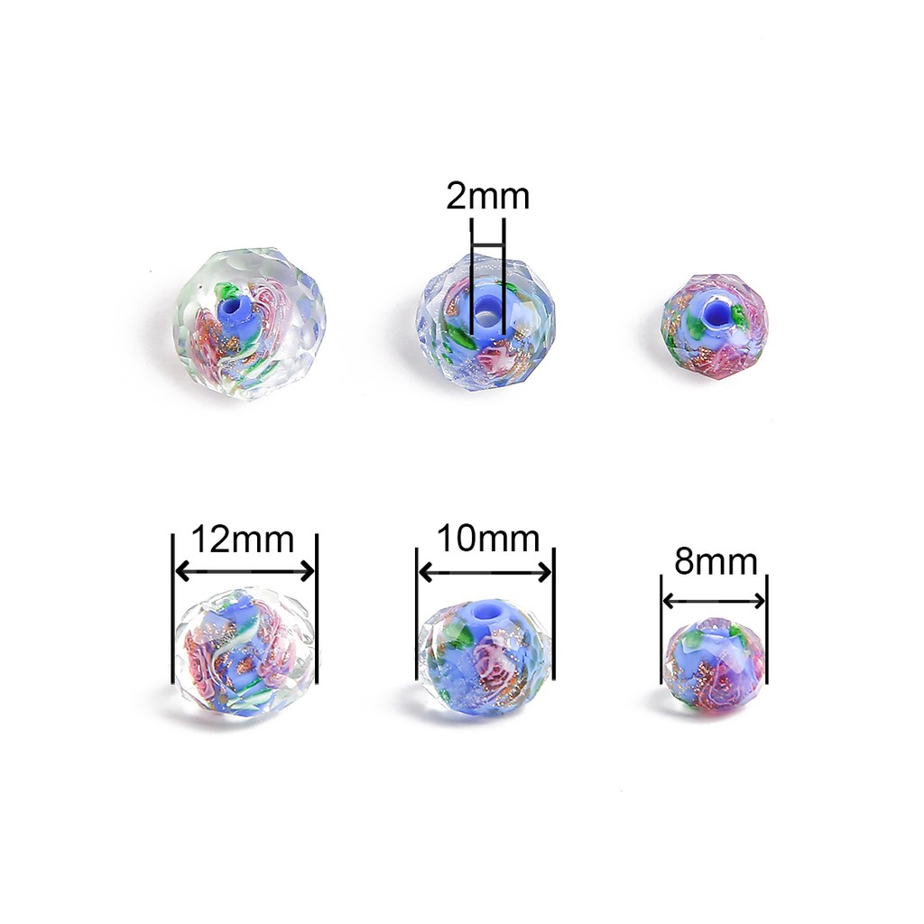 Set 10 Hạt Xâu Chuỗi Beadia Làm Trang Sức Bằng Thủy Tinh Trong Suốt Kích Thước 8/10/12mm
