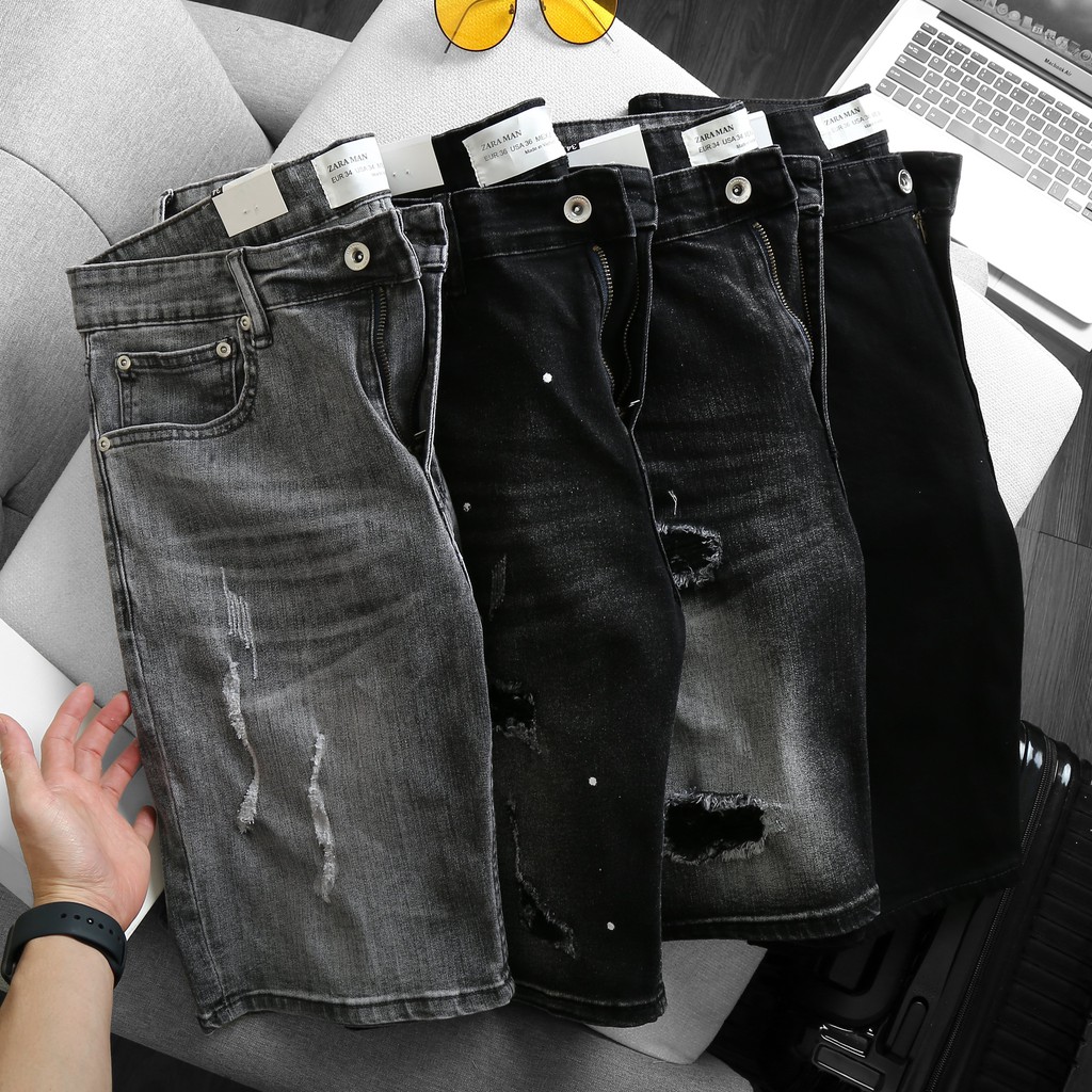 [bigsize &lt; 130kg] QUẦN SHORT JEAN NAM BIGSIZE - tông đen xám