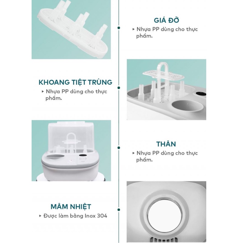 Máy Tiệt Trùng Sấy Khô Bình Sữa Hâm Bình Sữa MOAZ BEBE MB 005 - Hàng Chính Hãng - Bảo Hành 12 Tháng