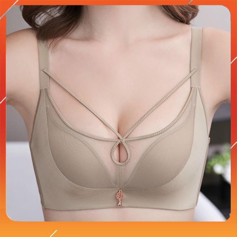 Áo lót nữ không gọng cup chéo bản to đệm mút vừa phối lụa cao cấp A5373