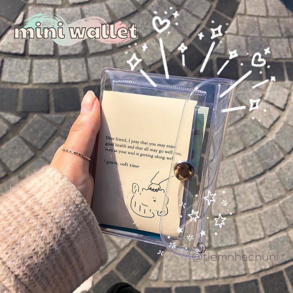 MINI WALLET/CARD HOLDER - ví mini trong suốt, ví mini có viền vải đựng phụ kiện - Tiệm nhà chun