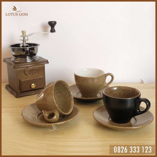 Bộ Tách Cafe Espresso Vintage Men Gốm Thô