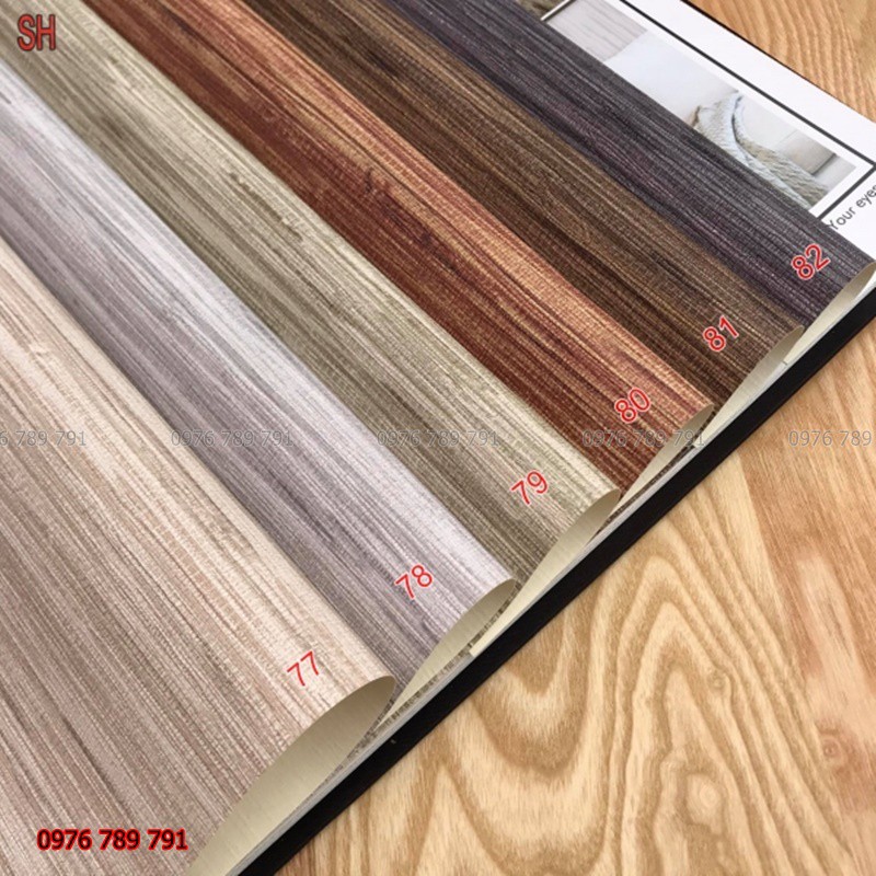 Giấy Dán Tường Trơn Xước Gỗ Cho Phòng Khách, Phòng Ngủ, Lụa Không Keo, Khổ 10m x 53 cm
