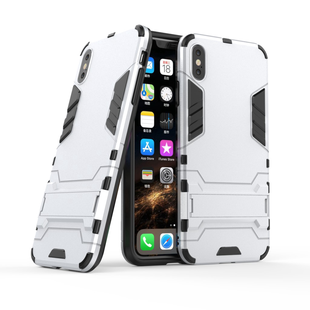 iPhone XR / XS Max Armor Hard Bracket PC + TPU Silicone Protection Phone Case