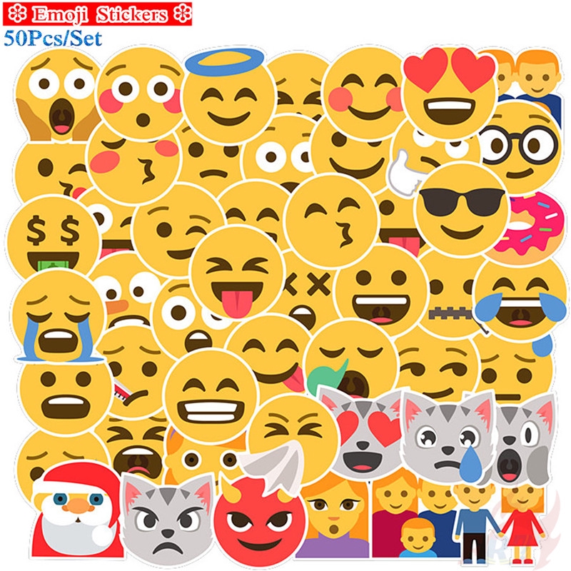 ❉ Emoji Giấy và decal dán tường ❉ 50Pcs/Set Expression Mixed Luggage Laptop Skateboard Doodle Stickers