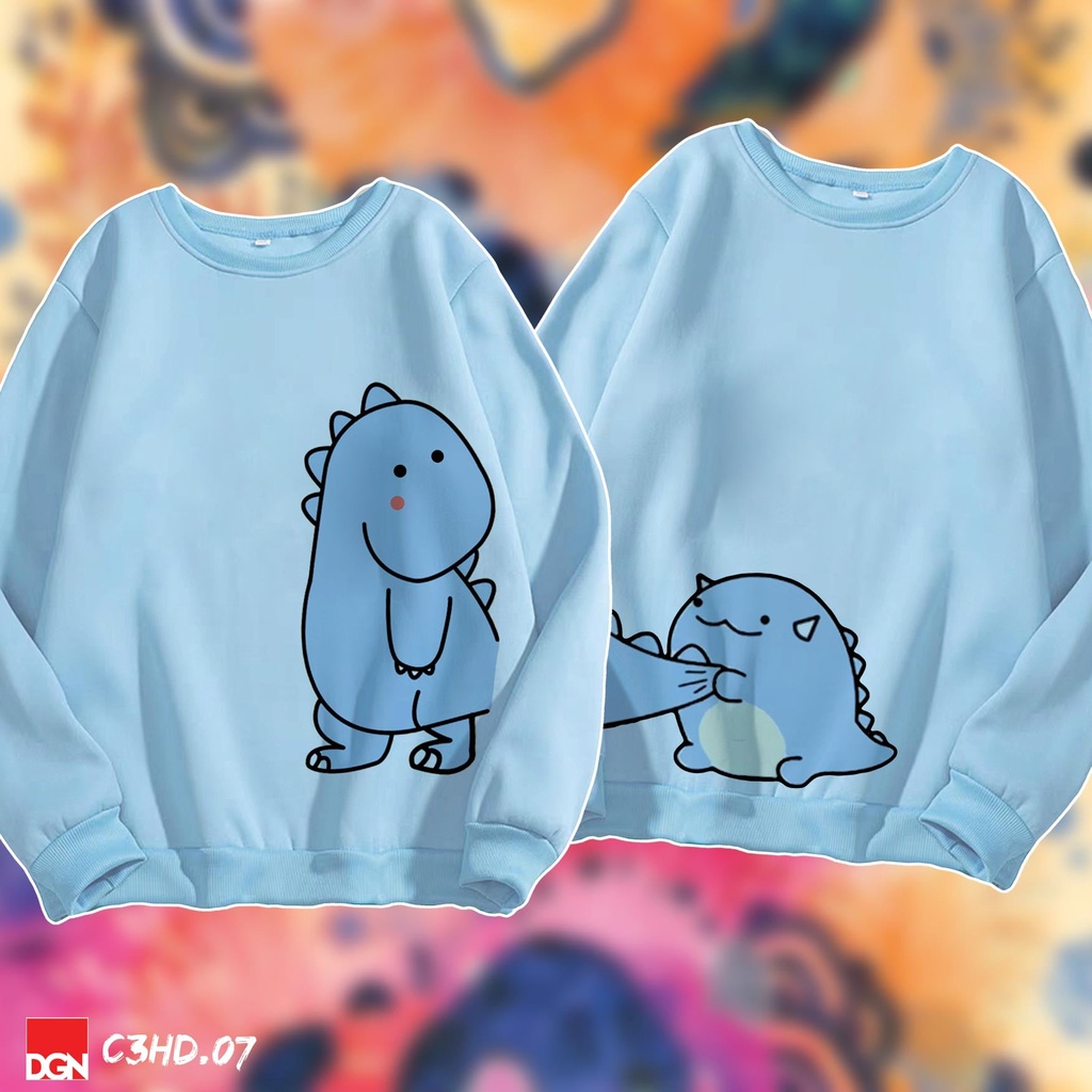 sweater cặp hình khủng long kéo đuôi C3HD.07